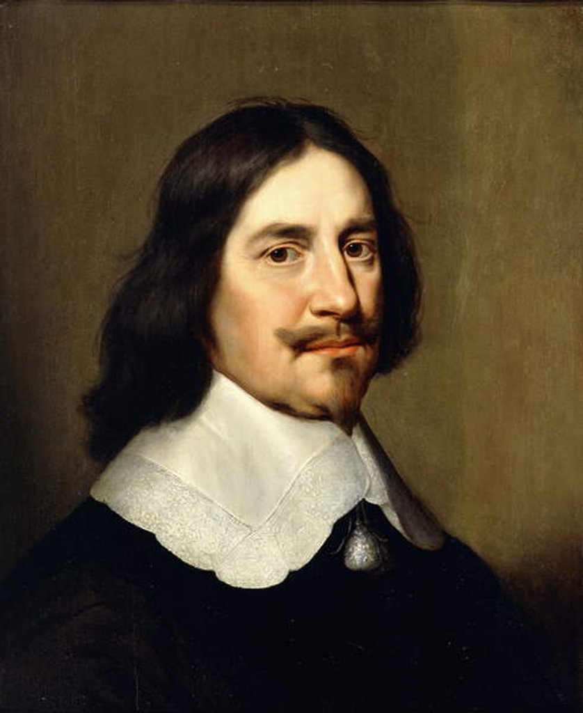 Detail of Portrait of a Gentleman, bust length, wearing Black by Gerrit van Honthorst