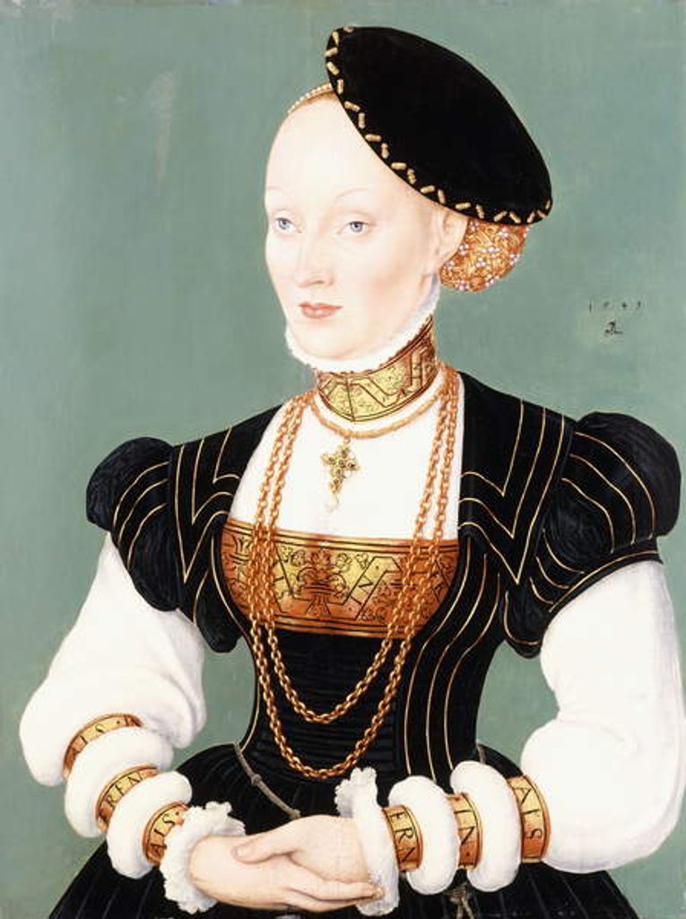 Detail of Portrait of Anne of Denmark by Lucas the Younger Cranach
