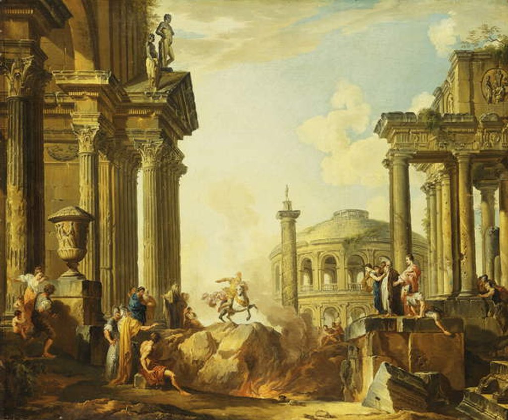 Detail of Marcus Curtius leaping into the Chasm by Giovanni Paolo Pannini or Panini