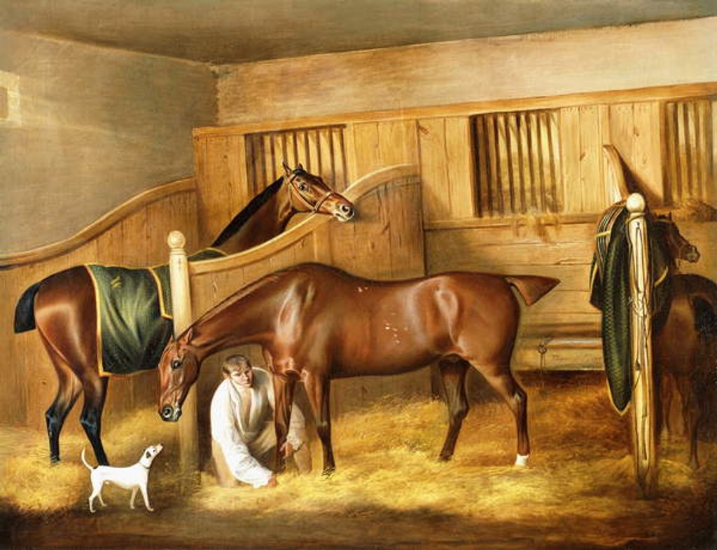Detail of Hunters in a Stable with a Groom, 1809 by Thomas Weaver
