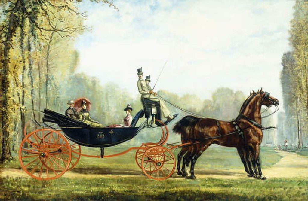 Detail of A Horse-Drawn Carriage in a Park with a Hunt Beyond by S. Normand