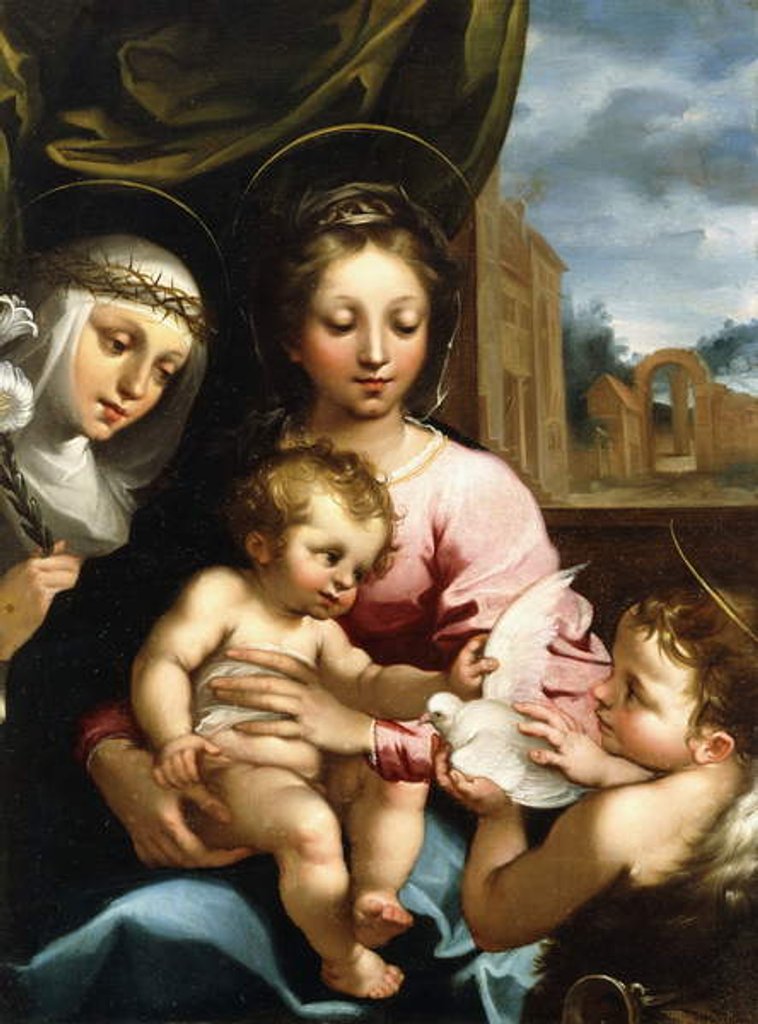 Detail of The Madonna and Child with the Infant Saint John the Baptist and Saint Catherine of Siena, c.1597-1612 by Rutilio Manetti