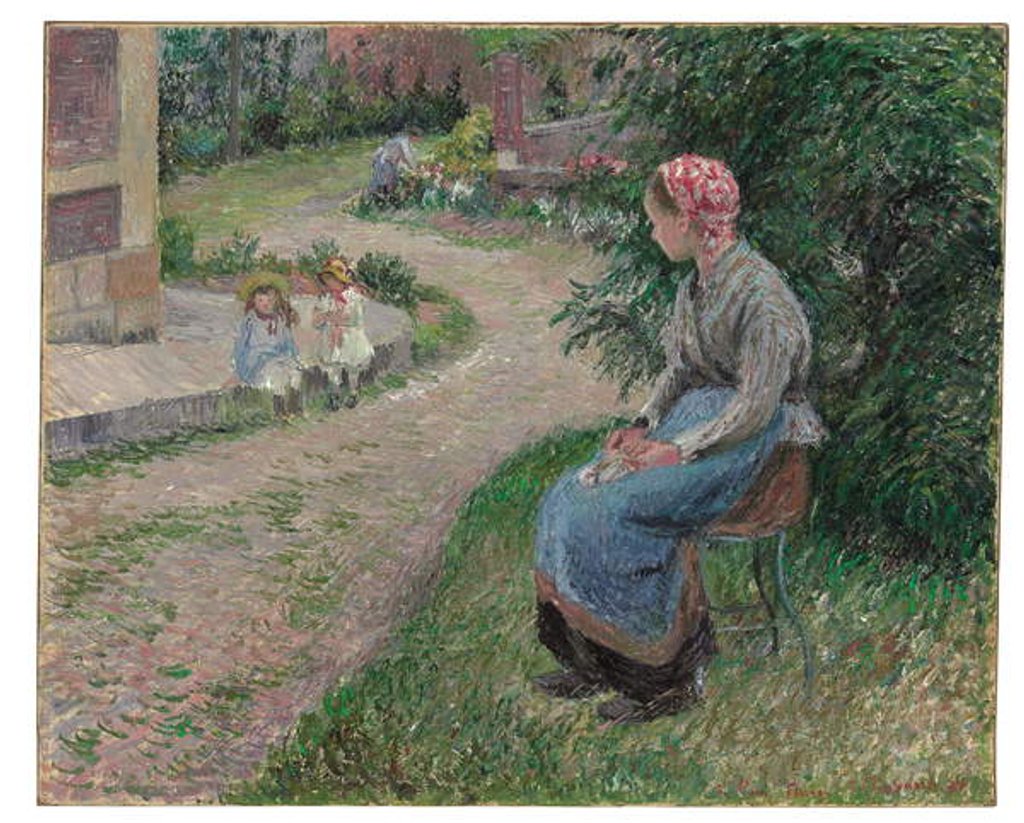 Detail of A Servant Seated in the Garden at Eragny, 1884 by Camille Pissarro
