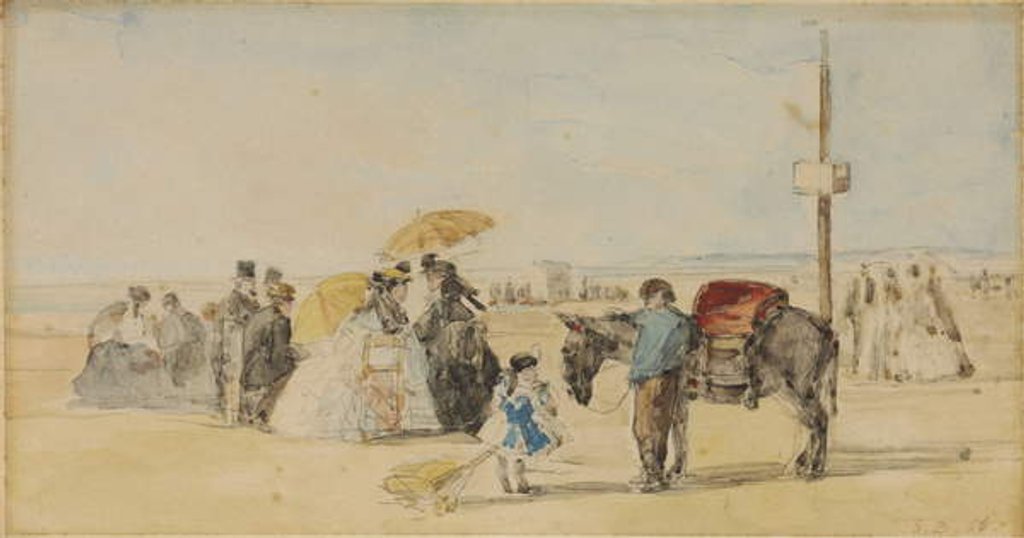 Detail of On the Beach, 1866 by Eugene Louis Boudin