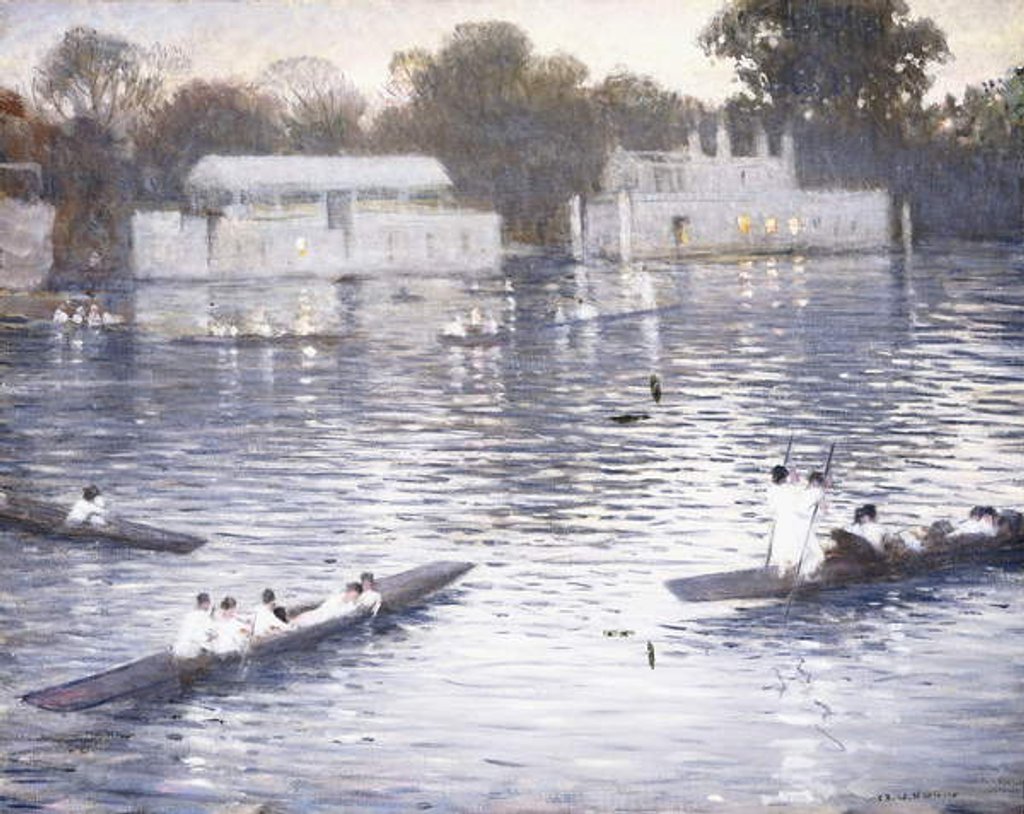 Detail of Sunday Evening, Punts on the Thames at Henley, 1924 by Christopher Richard Wynne Nevinson