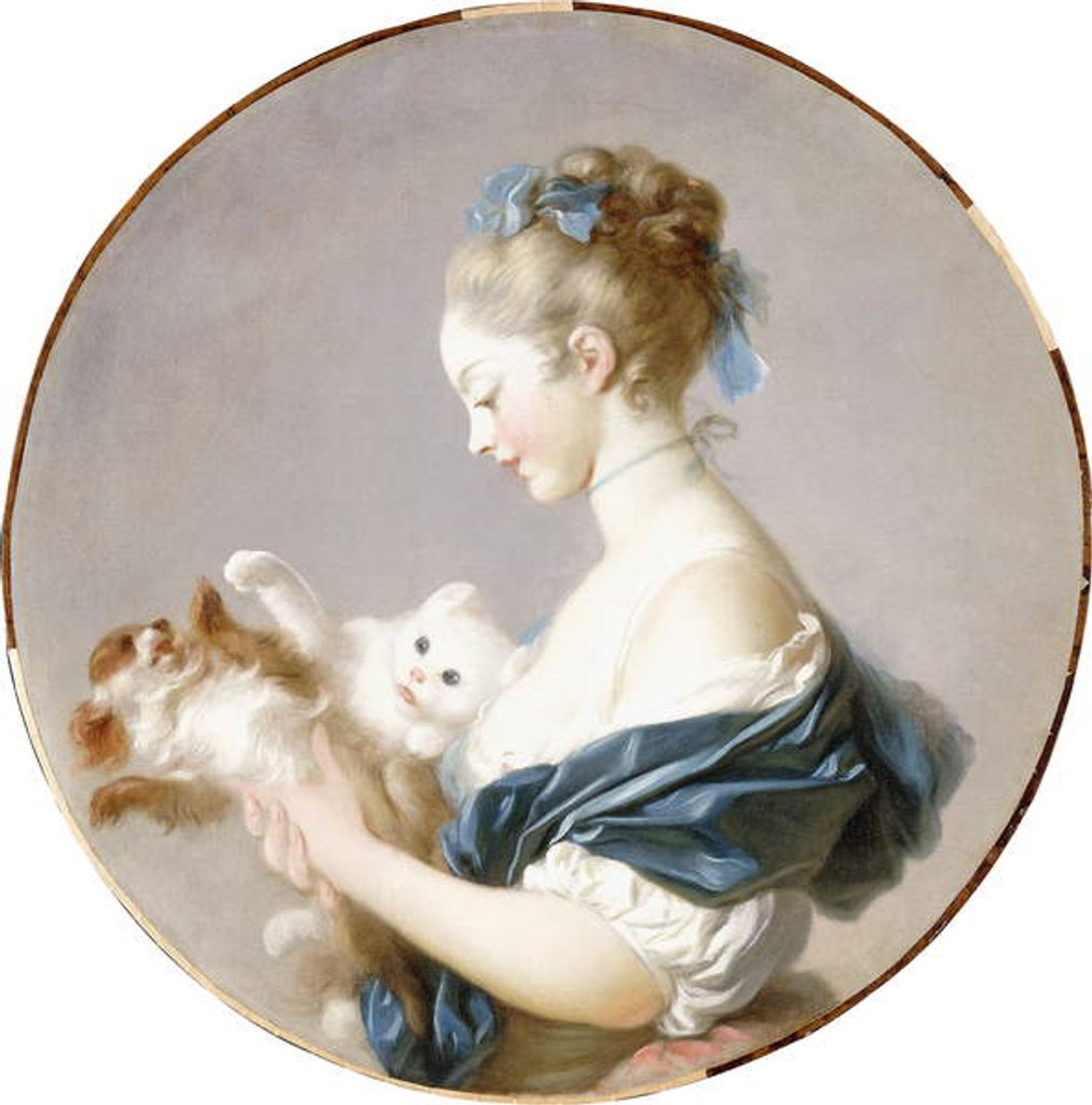 Detail of Girl Playing with a Dog and a Cat by Jean-Honore Fragonard