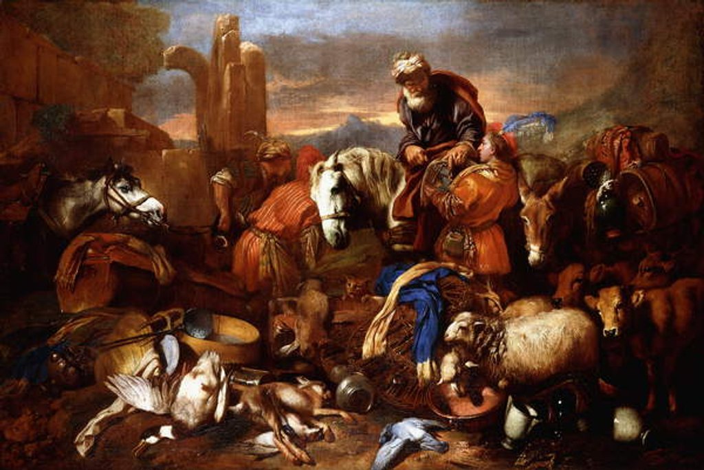 Detail of Jacob's Journey into Egypt by Giovanni Benedetto Castiglione