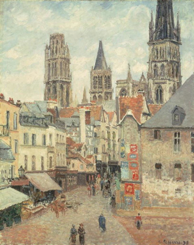 Detail of Rue de l'epicerie at Rouen, on a Grey Morning, 1898 by Camille Pissarro