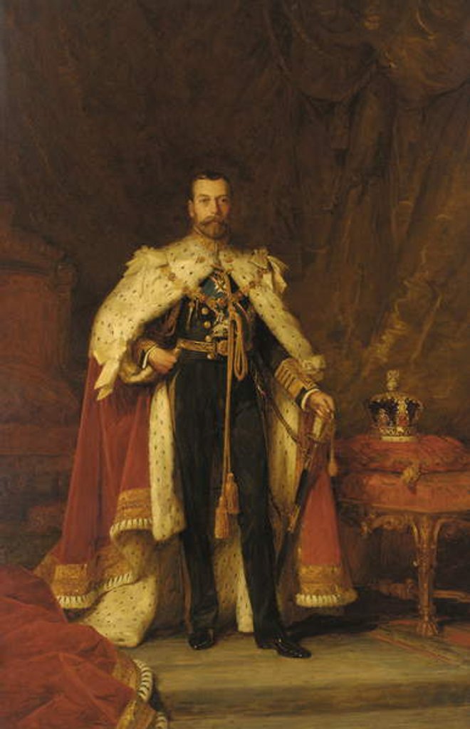 Detail of Coronation portrait of King George V, after Sir Luke Fildes by William A. Menzies