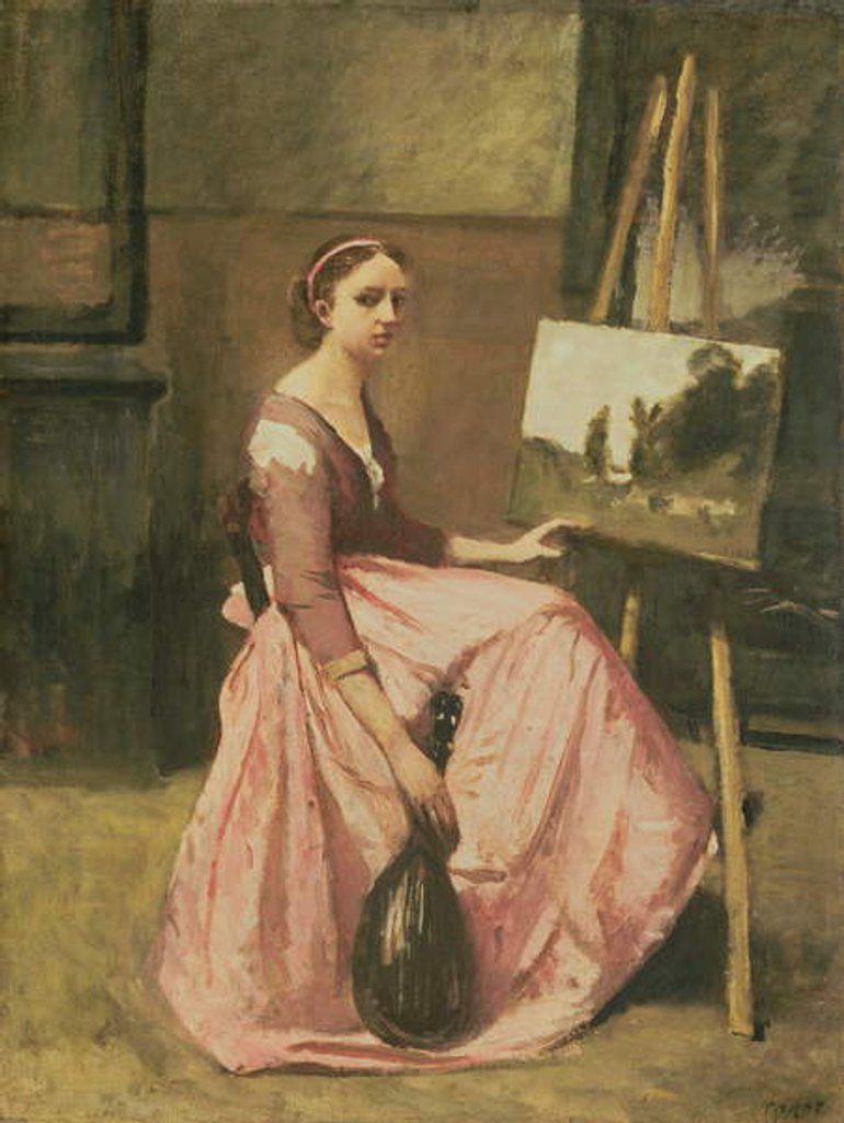 Detail of Corot's Studio, c.1860 by Jean Baptiste Camille Corot