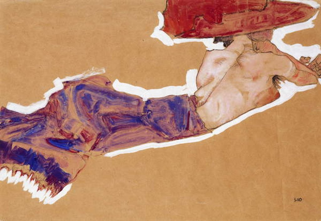 Detail of Reclining Semi-Nude with Red Hat, 1910 by Egon Schiele