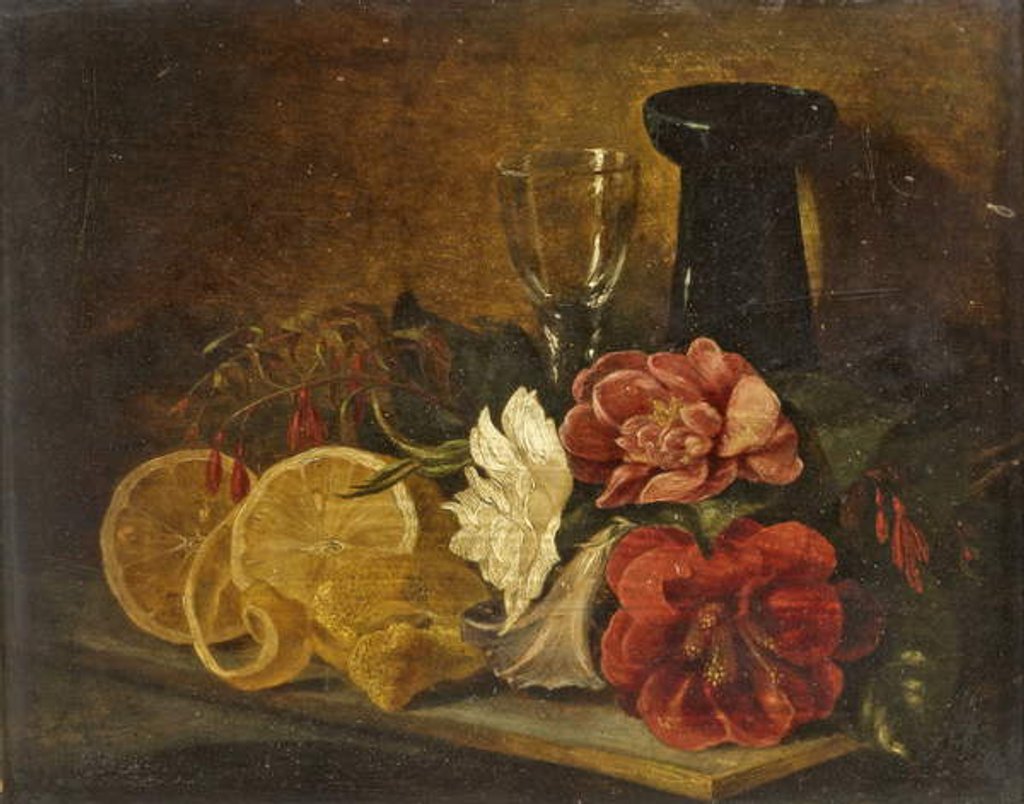 Detail of Still Life with Fruit and Flowers, 1855 by George Lance