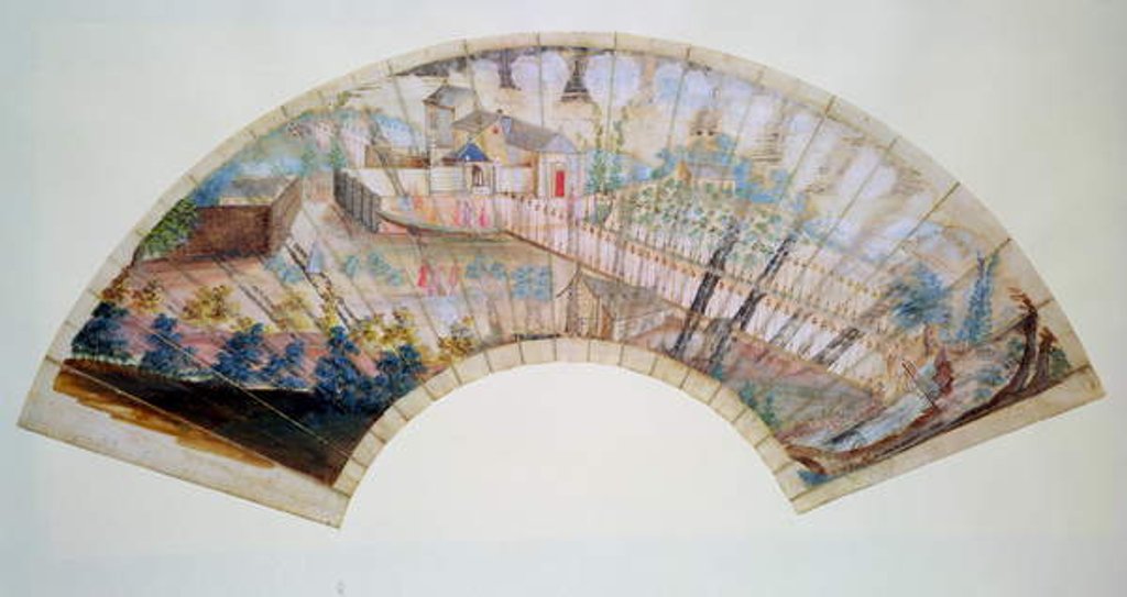 Detail of Fan depicting the Spa Well and Well Walk at Cheltenham, c.1745 by Thomas Robins