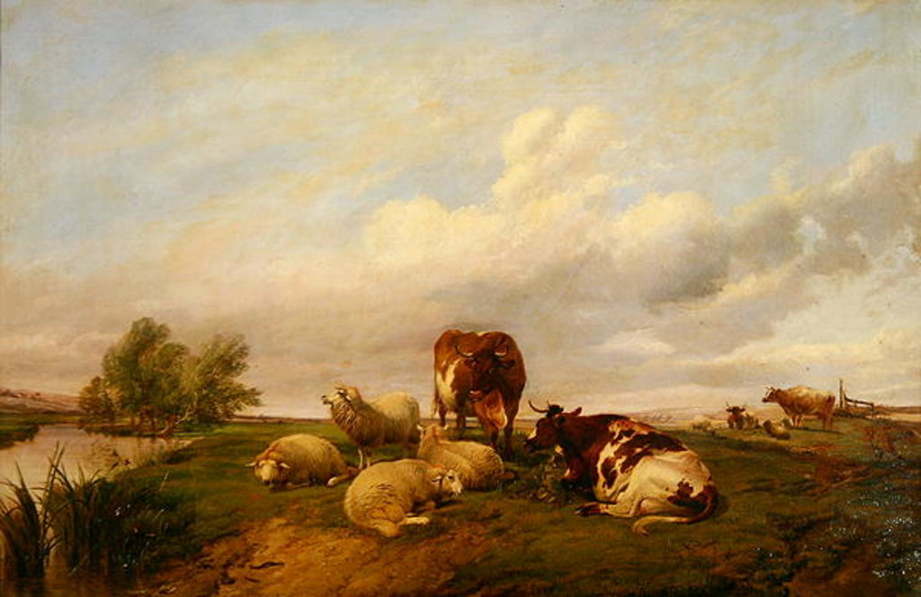 Detail of On Canterbury Meadows, 1861 by Thomas Sidney Cooper