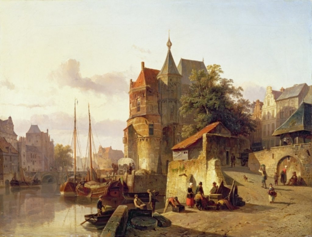 Detail of Fortified Buildings on the Banks of a Canal by Cornelius Springer