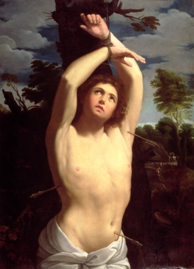 Detail of St. Sebastian by Guido (after) Reni