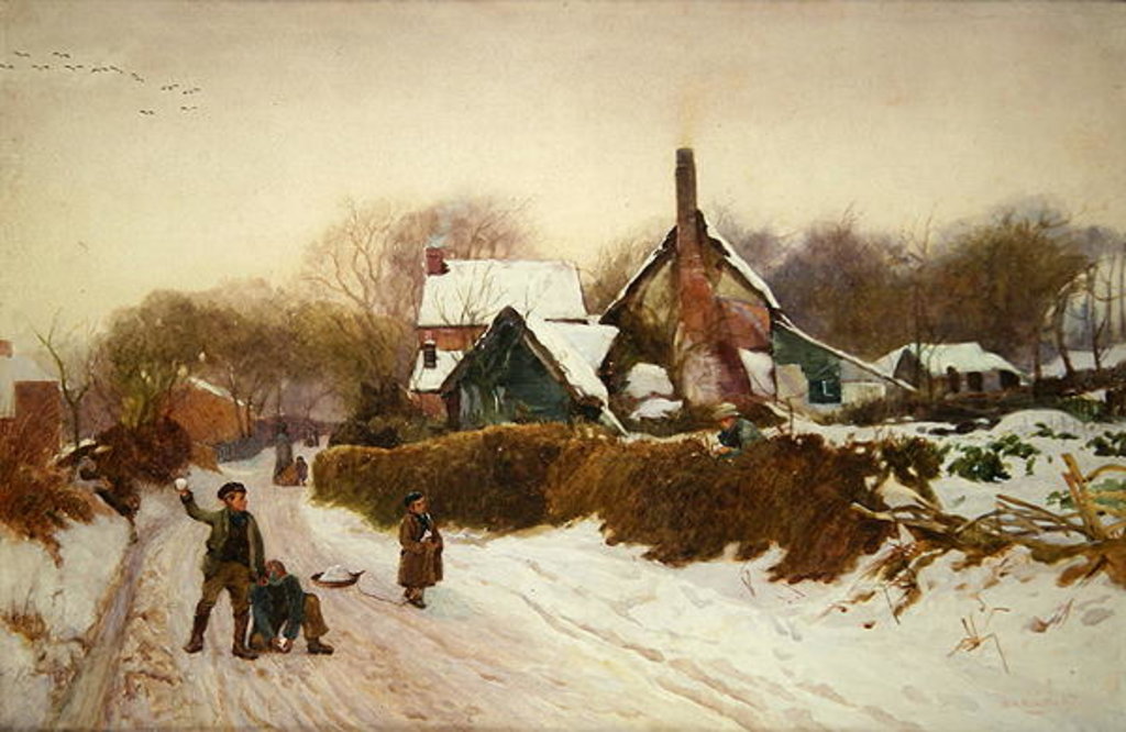 Detail of Boys Snowballing at Cookham Dean, 1887 by William Augustus Rixon