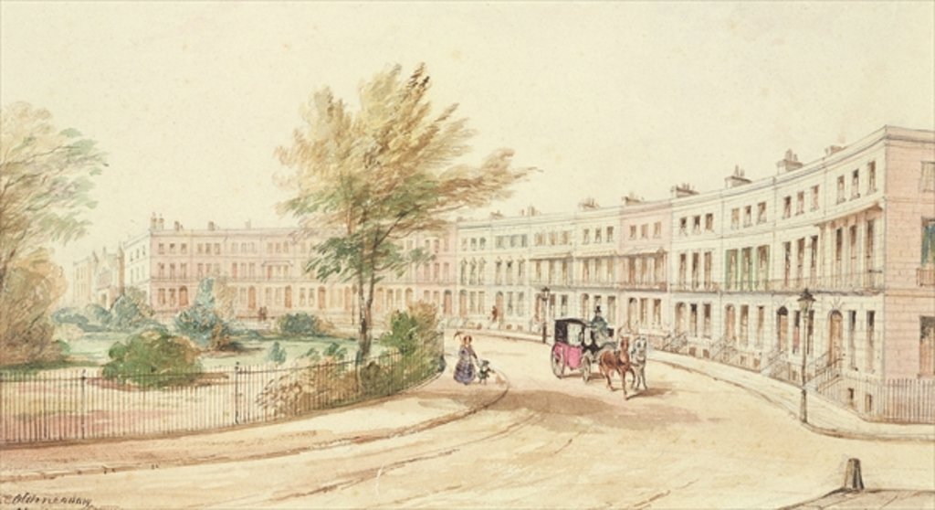 Detail of Royal Crescent, Cheltenham, c.1850 by James Charles Oldmeadow