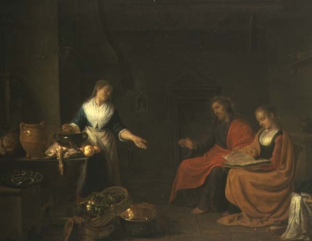 Detail of Christ in the House of Martha and Mary, 1645 by Hendrik Martensz Sorgh