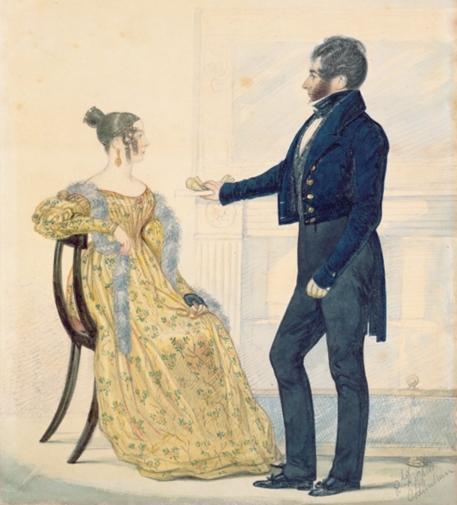 Detail of Portrait of Captain and Mrs George Ruddle, c.1835 by Richard Dighton