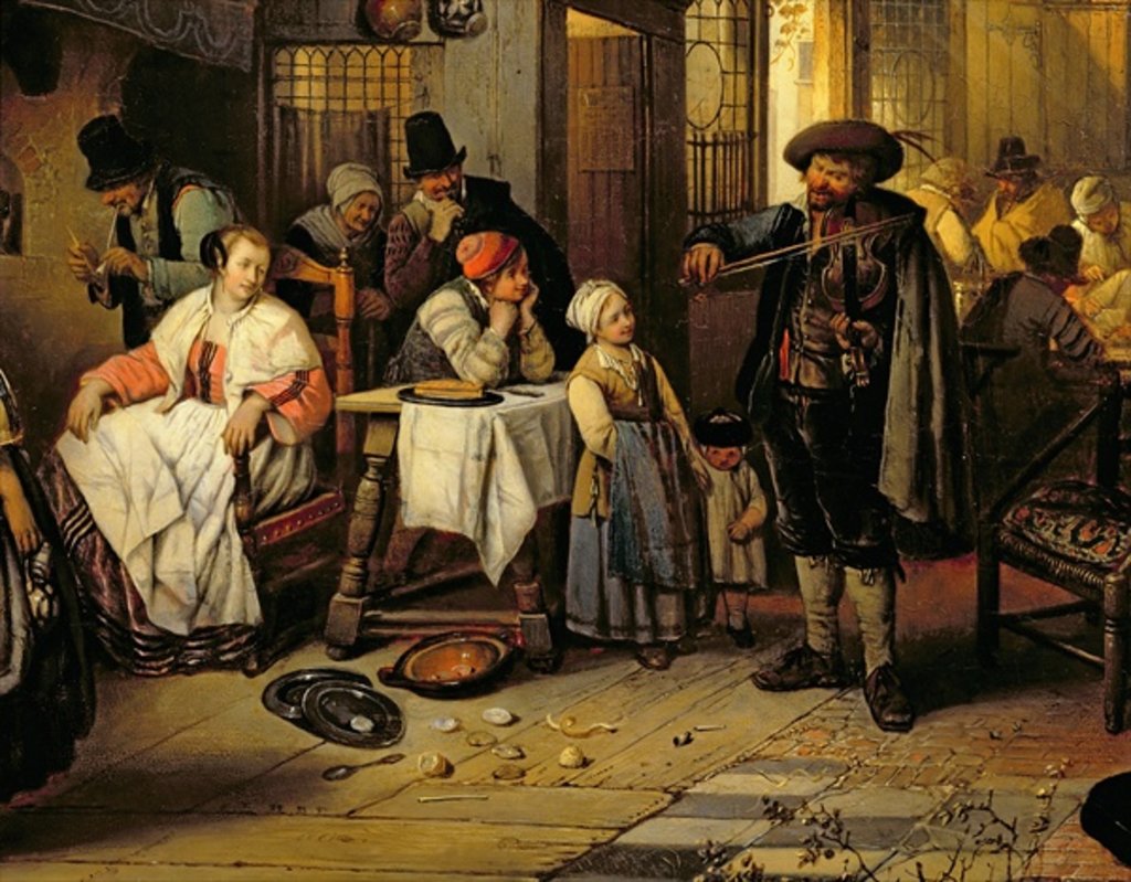 Detail of Interior of a tavern with a blind fiddler, 1844 by Jan August Hendrik Baron Leys