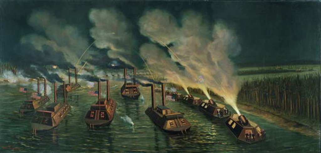 Detail of Gun and Mortar Boats on the Mississippi by William Torgerson