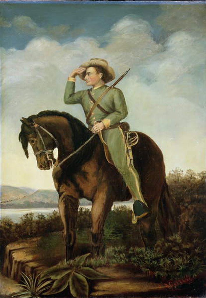 Detail of A Confederate Scout of General Turner Ashby at the Valley near Luray and New Hacket by J. A. Collins