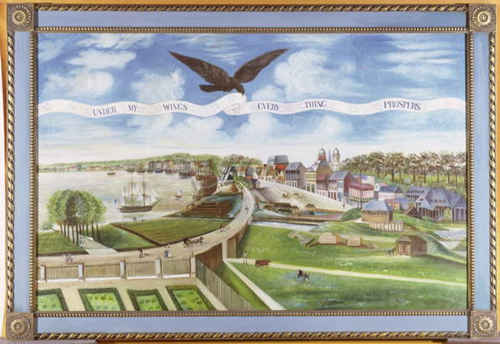 Detail of View of New Orleans from the Plantation of Marigny, 1803 by J. L. Bouquet de Woiseri