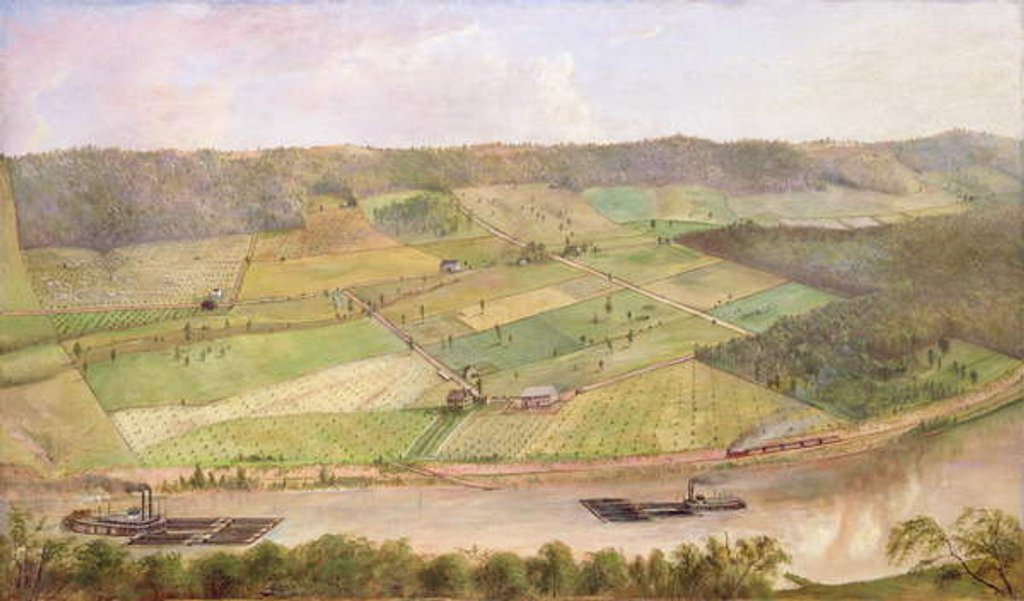 Detail of Ohio River Scene by Poe N. J.