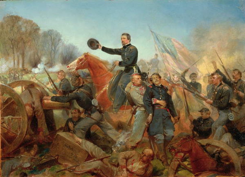Detail of Battle of the Wilderness, Attack at Spotsylvania Court House, Virginia, 1865 by Alonzo Chappel