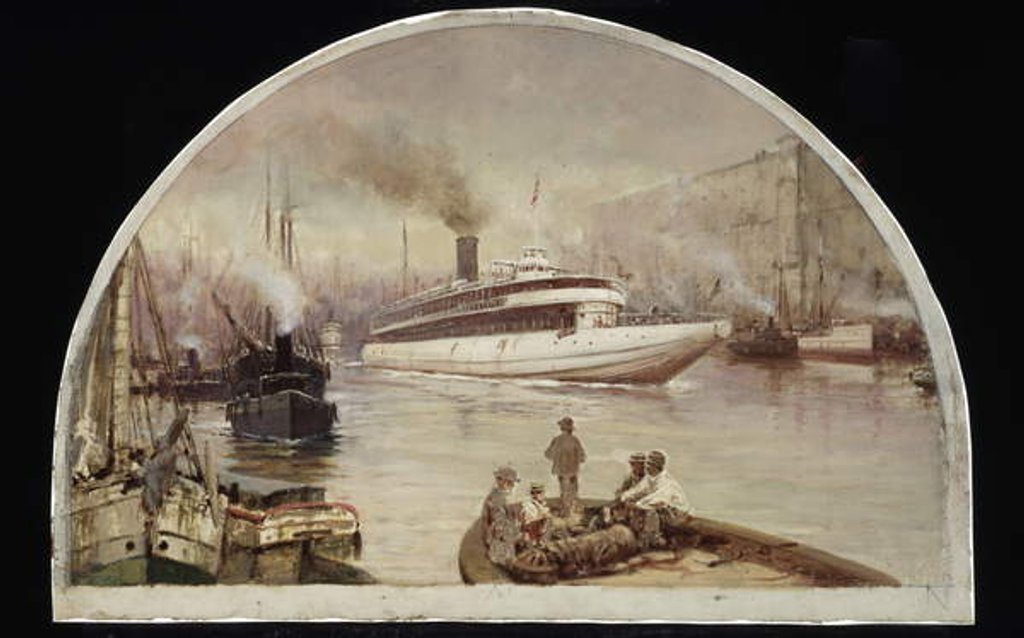 Detail of The Chicago River at Lake Street Bridge, 1900 by Lawrence Carmichael Earle