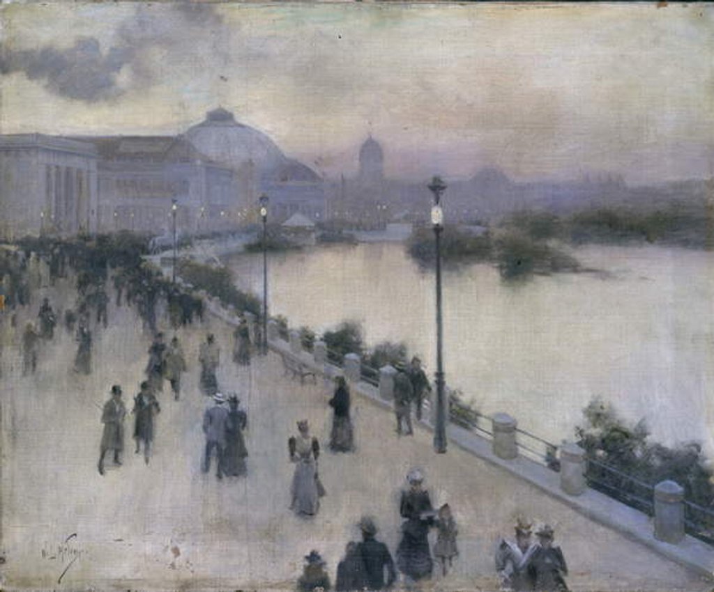 Detail of Sunset Hour on the West Lagoon, World's Columbian Exposition, c.1893 by Willard Leroy Metcalf