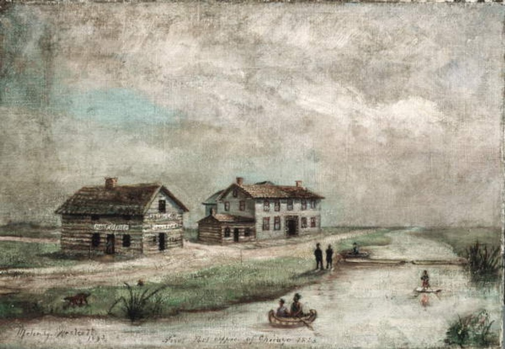 Detail of The First US Post Office in Chicago, 1893 by Sarah E. Melendy-Westcott