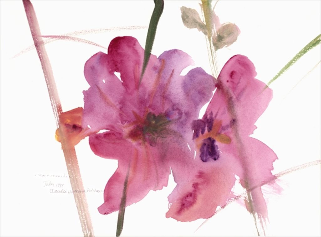 Detail of Hollyhocks, 1988 by Claudia Hutchins-Puechavy