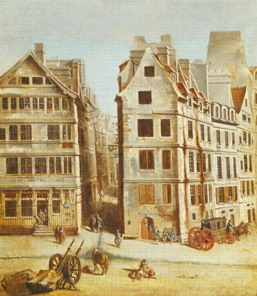 Detail of The Cabaret a l'Image de Notre Dame, on the Place de Greve at the opening of Rue de la Mortellerie, 1751 by Nicolas & Jean Baptiste Raguenet