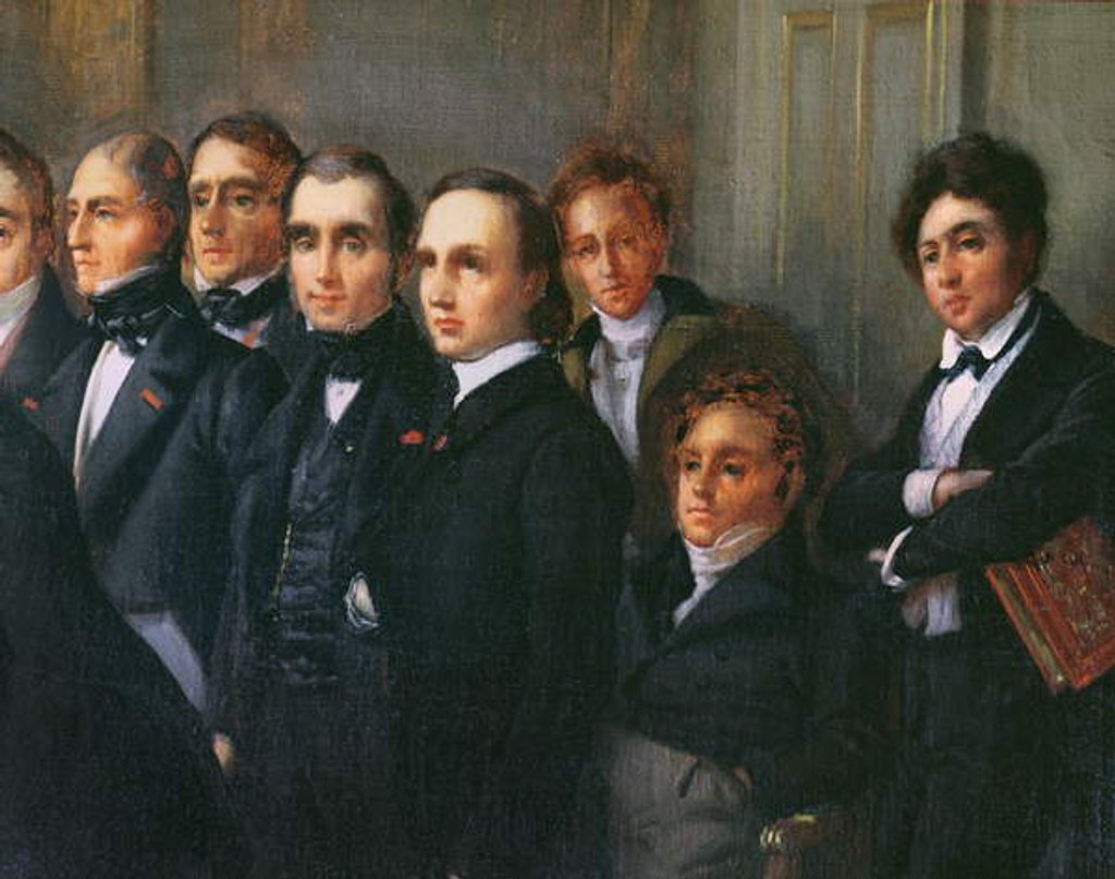 Detail of Lecture in the Foyer of the Comedie Francaise, 26 May 1828 by Francois Joseph Heim