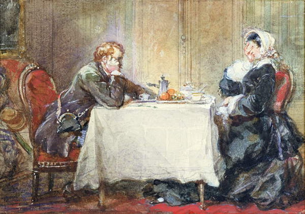 Detail of Alfred de Musset and George Sand at the Table by Eugene-Louis Lami