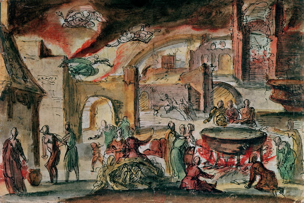 Detail of Witchcraft scene, probably a stage set, 2nd half of 17th century by French School