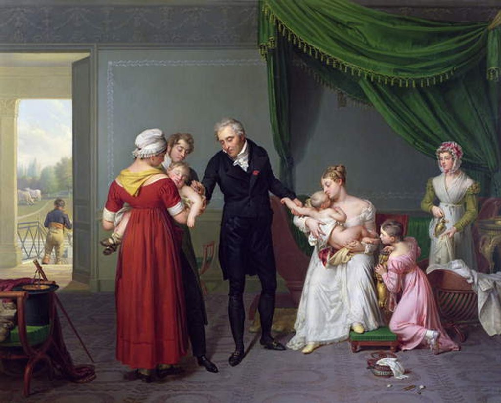 Detail of Baron Jean Louis Alibert performing the vaccination against smallpox in the Chateau of Liancourt, c. 1820 by Constant Joseph Desbordes
