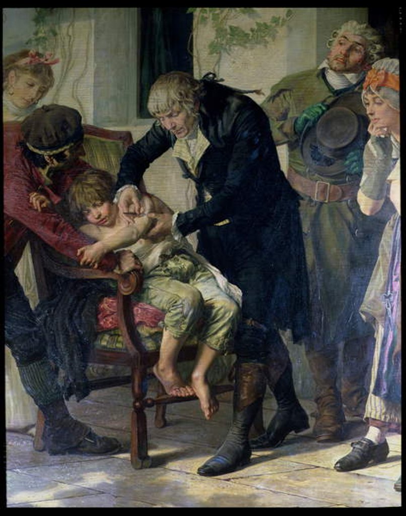 Detail of Edward Jenner performing the first vaccination against smallpox in 1796, 1879 by Gaston Melingue