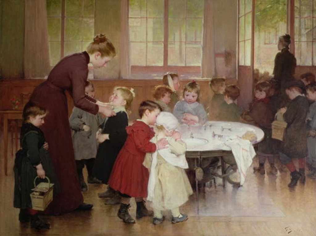 Detail of Nursery school, 1898 by Henri Jules Jean Geoffroy
