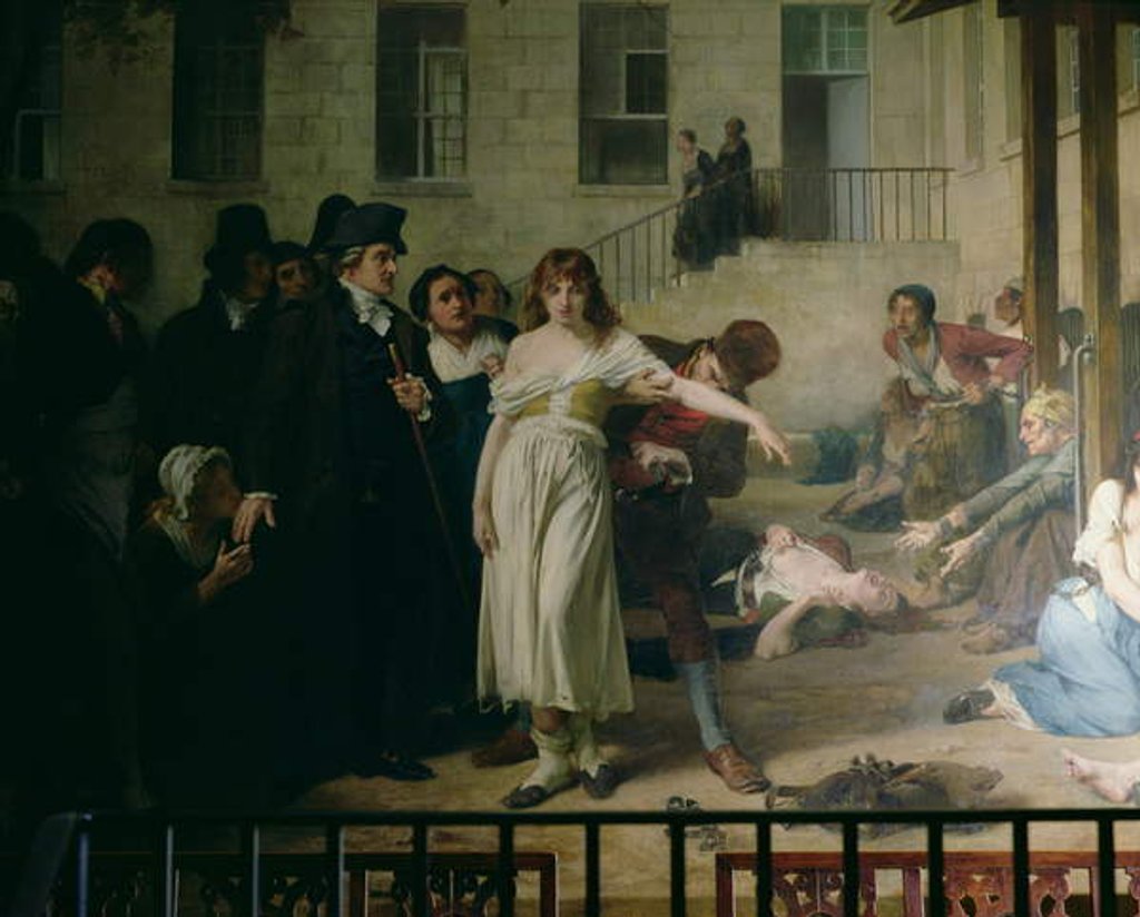 Detail of Philippe Pinel releasing lunatics from their chains at the Salpetriere asylum in Paris in 1795, 1886 by Tony Robert-Fleury