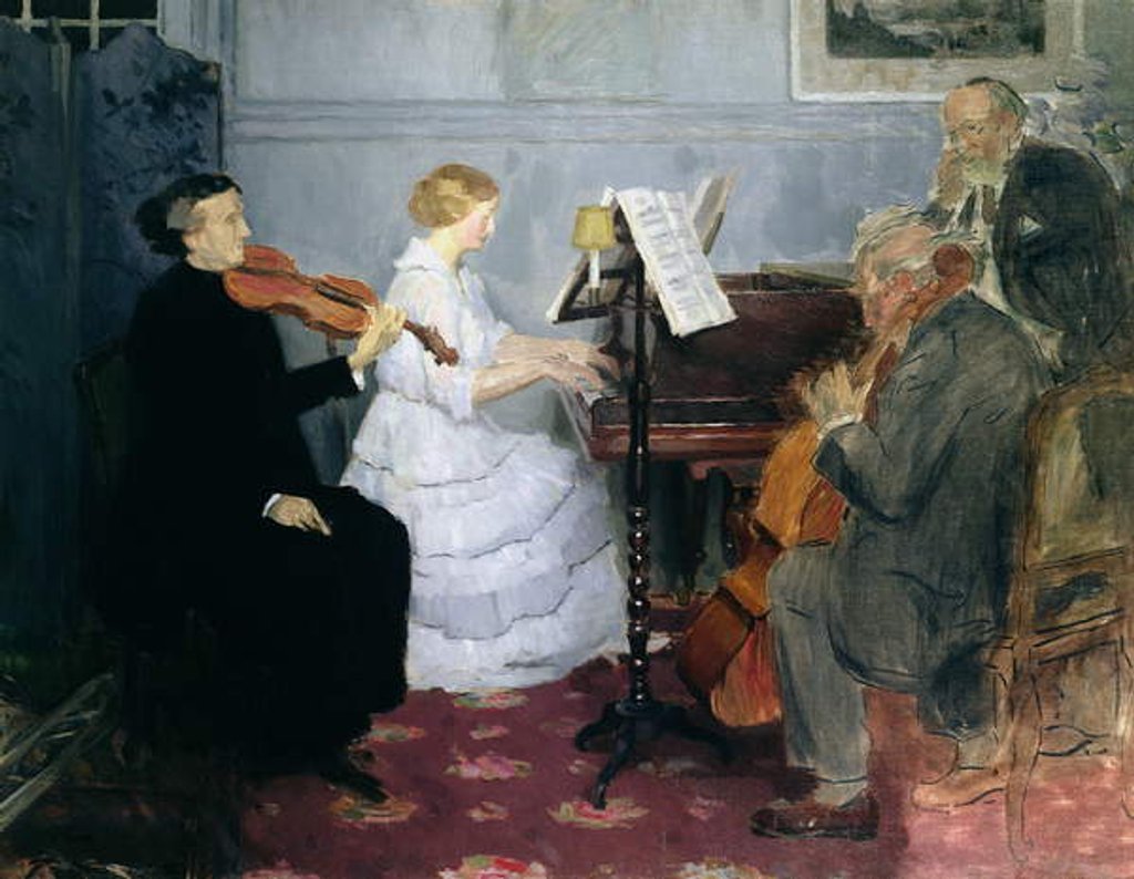 Detail of Chamber Music Concert, c.1885-90 by Jules Alexandre Gruen or Grun