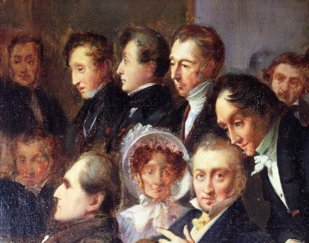 Detail of Lecture in the Foyer of the Comedie Francaise, 26 May 1828, c.1830 by Francois Joseph Heim