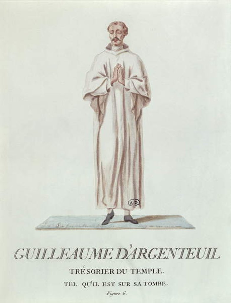 Detail of Portrait of Guillaume d'Argenteuil, Temple Treasurer, as depicted on his tomb, 1786 by French School
