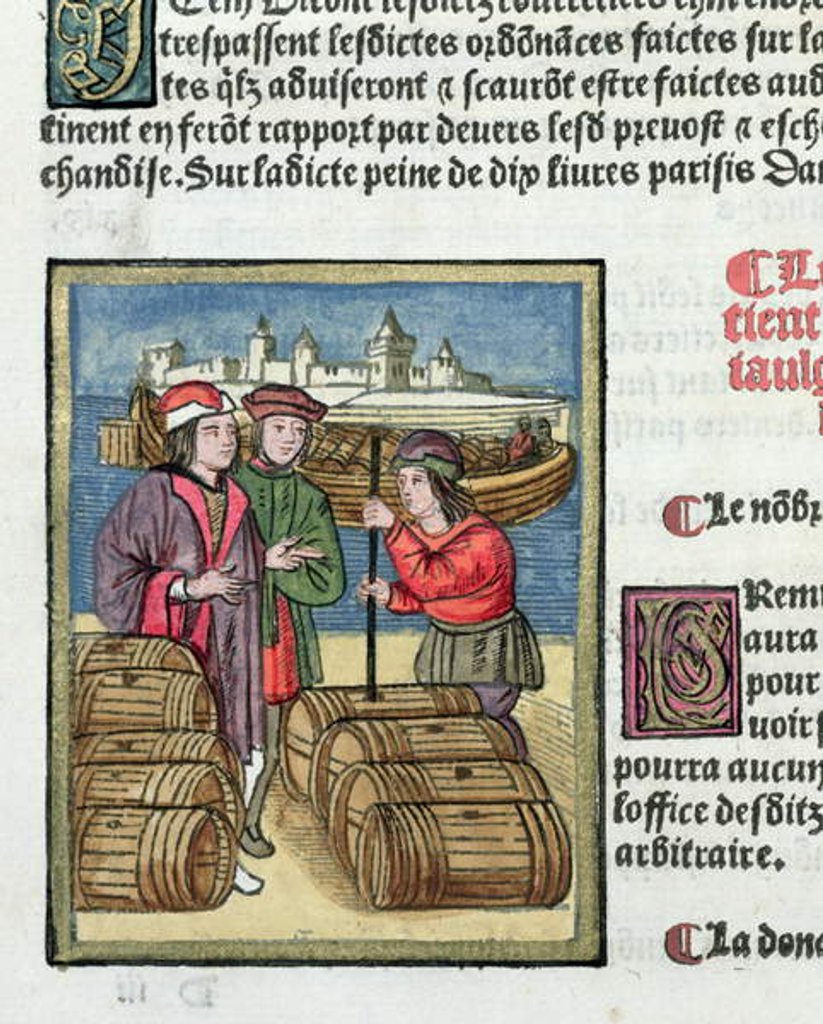 Detail of The measure and transport of wine by Antoine Verard