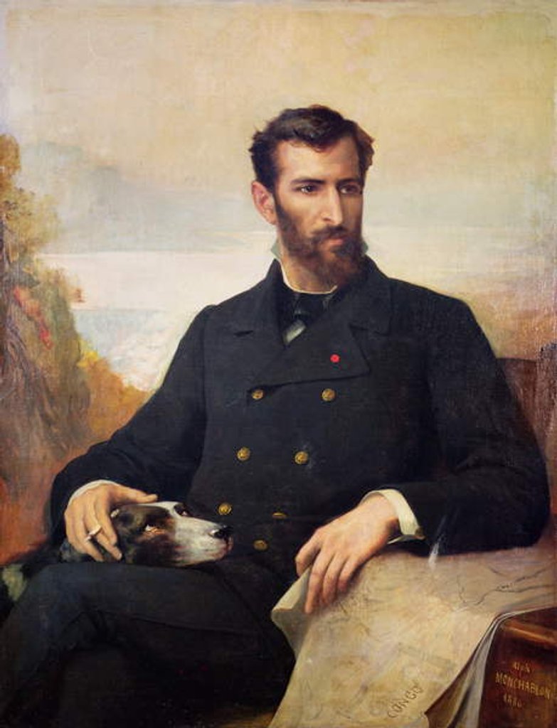Detail of Pierre Savorgnan de Brazza 1886 by Xavier Alphonse Monchablon