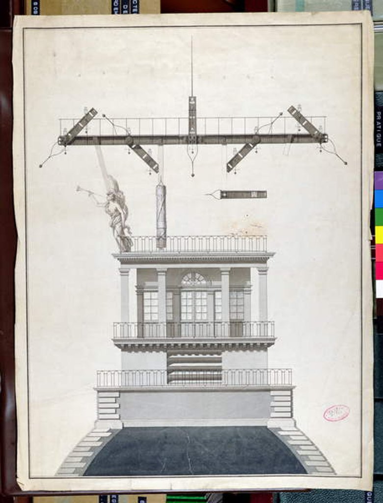 Detail of Design for a Chappe telegraph station for one of the domes of the Louvre, Paris, early 19th century by French School
