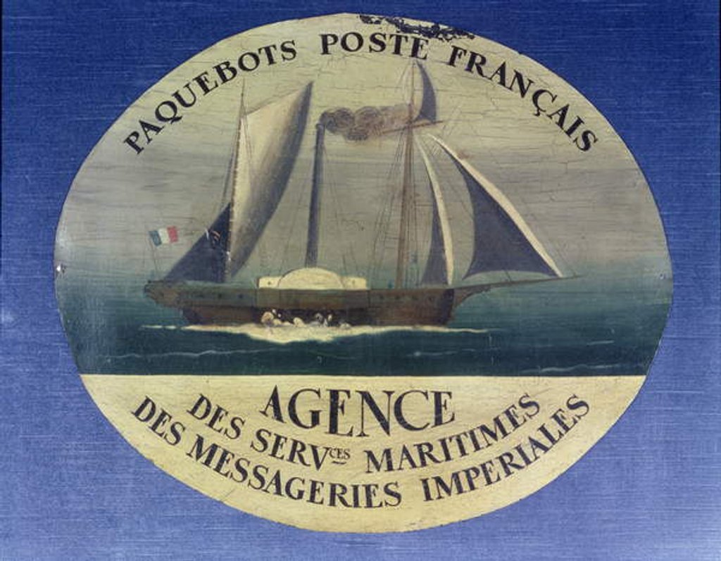 Detail of Sign for the mail boat service run by the 'Agence des Services Maritimes des Messageries Imperiales' by French School