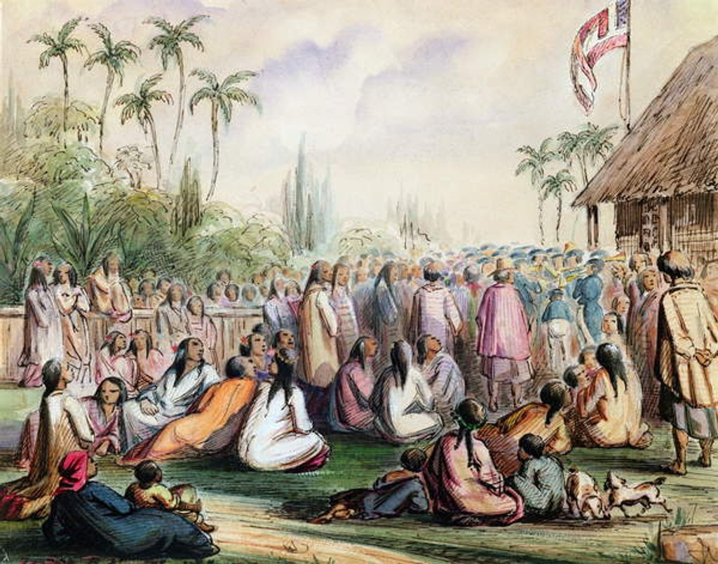 Detail of The French Protectorate's pavilion in Tahiti in 1842, c.1842-48 by Maximilien Radiguet